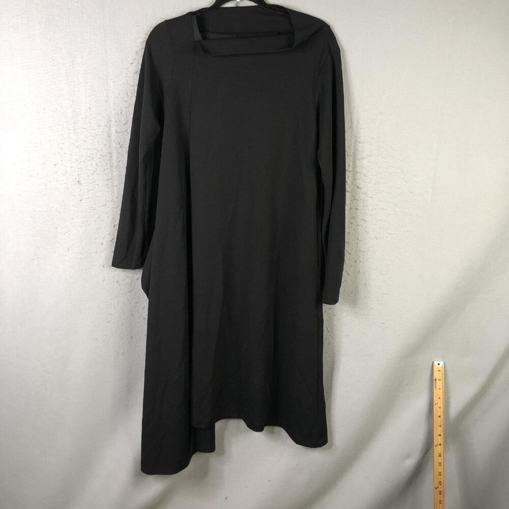 XD Xenia Design Dress Womens M Black Square Neck Asym Hem Abstract Contemporary